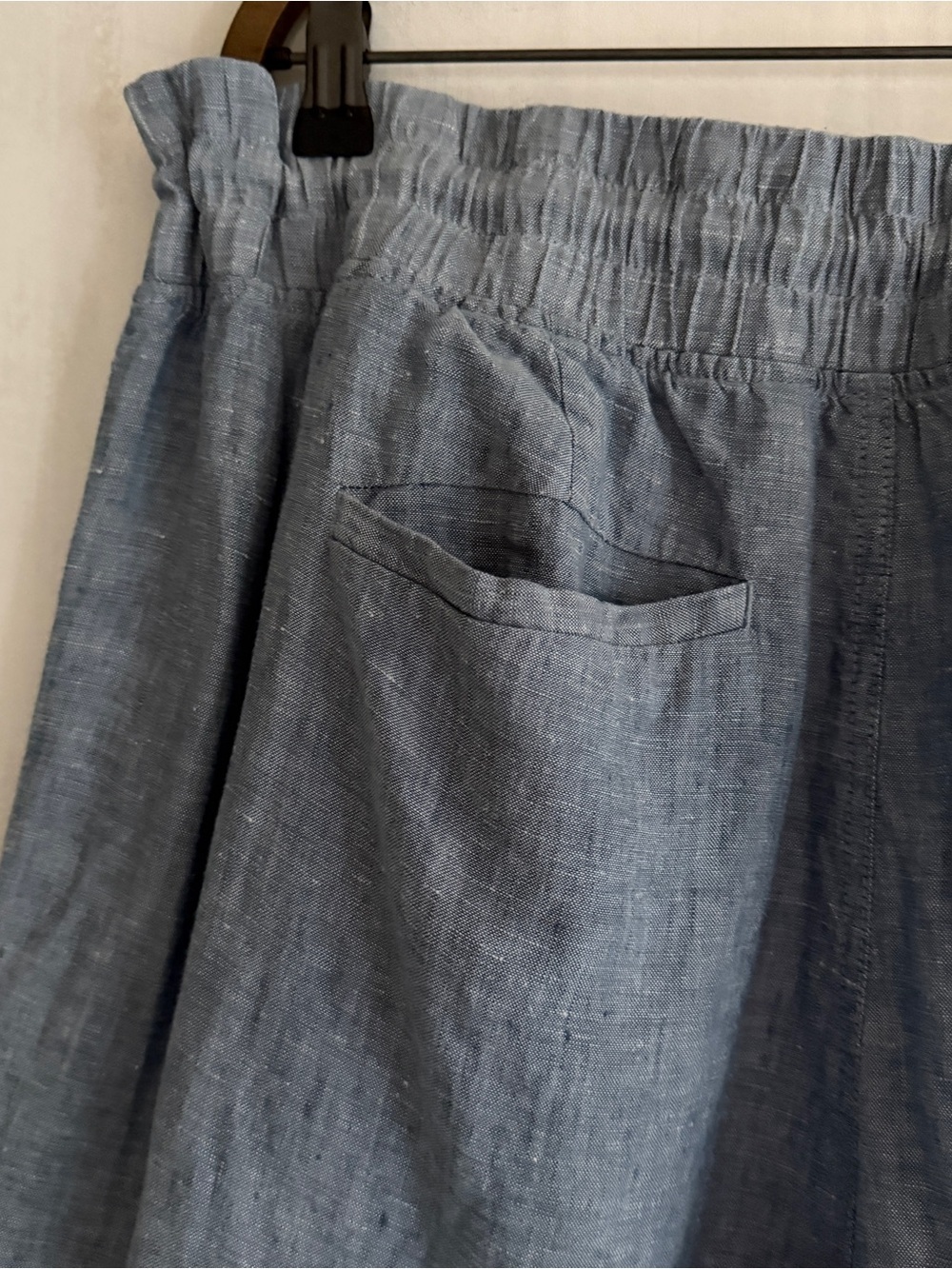 Athleta Cabo Linen Wide Leg Pull On Drawstring Chambray Blue Pants  Size 20 - Picture 9 of 16